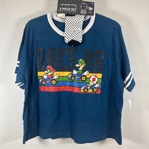 Official Nintendo Mario Kart Women's T-Shirt, Sleep Shorts & Socks, 3-Piece Set!